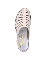Kožené sandále na podpätku Rieker W RKR49B beige Kožené sandále na podpätku Rieker W RKR49B beige