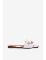 Klapki Damskie Na Płaskim Obcasie Z Kokardą Białe Sallariela
