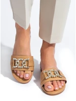 Zaujímavé hnedé nazúvaky dámske bez podpätku Zaujímavé hnedé nazúvaky dámske bez podpätku