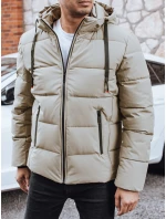 Pánska prešívaná zimná bunda s kapucňou v svetlo béžovej farbe FashionStreet TX5063 Pánska prešívaná zimná bunda s kapucňou v svetlo béžovej farbe FashionStreet TX5063