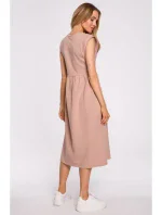 M581 Šaty bez rukávov s vysokým pásom - mocca