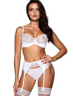 Dámska luxusná čipkovaná podprsenka V-10211 biela - Axami