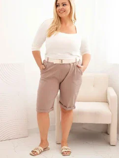 Dámske bavlnené šortky s opaskom Fango v nadmernej veľkosti