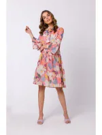 S337 Šifónové šaty s viazaným výstrihom - model 1 S337 Šifónové šaty s viazaným výstrihom - model 1