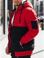 Pánska zimná bunda s kapucňou čierno-červená FashionStreet TX5100