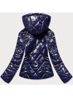 Tmavomodrá lesklá dámska bunda (BR9756-3)