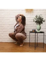 Dámska plus size mikina s kapucňou na gombíky béžová (8216)