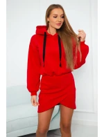 Zateplené šaty s obálkovým dnom červené