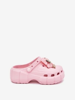 Klapki Dziecięce Dziewczęce Piankowe Z Kokardką I Ozdobami Różowe Selvana