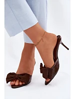 Dámské lodičky na podpatku s mašlí Čokoládové Jelessa