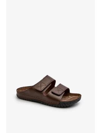 Pohodlné pánske papuče so suchým zipsom Inblu tmavohnedé Pohodlné pánske papuče so suchým zipsom Inblu tmavohnedé