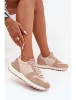 Skórzane Sneakersy Damskie Big Star OO274521 HI-POLY SYSTEM Nude