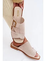 Dámske semišové topánky na plochom podpätku s prackou Big Star TT274476 Beige Dámske semišové topánky na plochom podpätku s prackou Big Star TT274476 Beige