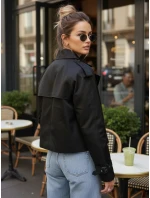 Dámsky krátky elegantný kabát klasického strihu čierny FashionStreet NY0770