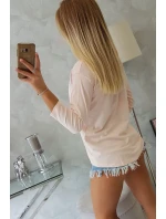 Blúzka s 3D grafikou plameniaka púdrovo ružová Blúzka s 3D grafikou plameniaka púdrovo ružová