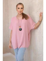 Nadrozmerná blúzka s príveskom tmavoružovej farby Nadrozmerná blúzka s príveskom tmavoružovej farby