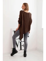 Plus veľkosť dámske vlnené asymetrické V-neck sveter Brown