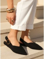 Dámske semišové baleríny s otvoreným podpätkom slingback black FashionStreet ZY1353 Dámske semišové baleríny s otvoreným podpätkom slingback black FashionStreet ZY1353