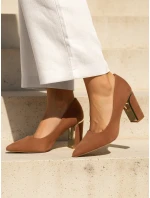 Dámske semišové lodičky na podpätku svetlohnedej farby FashionStreet ZY1397 Dámske semišové lodičky na podpätku svetlohnedej farby FashionStreet ZY1397