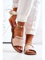 Skórzane Klapki Lewski Shoes 3047 Beżowe