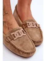 Damskie Modne Zamszowe Mokasyny Brązowe Rabell