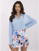 Svetlomodré a ružové kvetinové krátke dámske šortky a sukňa (A8933) Svetlomodré a ružové kvetinové krátke dámske šortky a sukňa (A8933)