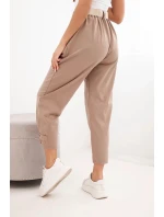 Letné nohavice Punto so zapínaním na nohaviciach camel