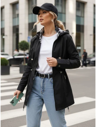 Dámska bunda parka s kapucňou čierna FashionStreet TY5570 Dámska bunda parka s kapucňou čierna FashionStreet TY5570
