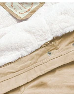 Béžová parka s podšívkou a kapucňou (7619big) Béžová parka s podšívkou a kapucňou (7619big)