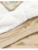 Béžová parka s podšívkou a kapucňou (7619big) Béžová parka s podšívkou a kapucňou (7619big)
