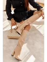 Klasyczne Kozaki Na Słupku Nude Mayra