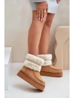 Śniegowce Damskie Na Platformie Z Futerkiem I Wzorem Camel Deepanti