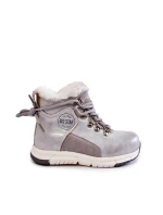 Dziecięce Ocieplane Botki Na Suwak Big Star KK374178 Srebrne