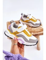 Dziecięce Sportowe Buty Na Rzep Big Star JJ374257 Biało-Żółte