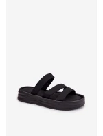 Materiálové dámské pantofle na platformě s pásky Černé Liorine