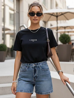 Dámske oversize tričko s výšivkou PARISSTEN čierne FashionStreet RY2885