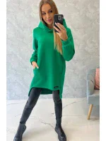 Zateplená mikina s dlhším zadným dielom svetlozelená