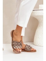 Dámske ploché papuče na podpätku 40381 Taupe - Zazoo