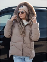 Dámska zimná bunda FIXMIX prešívaná s kapucňou tmavo béžová FashionStreet TY4674