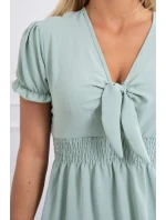 Šaty s viazaným výstrihom do V tmavo mätové