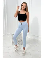 Pruhované legíny s vysokým pásom modré