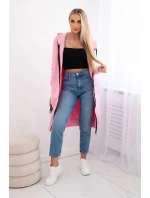 Zateplená dlhá mikina s kapucňou v svetloružovej farbe