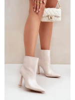 Lakierowane Botki Na Szpice Wsuwane Jasnobeżowe Seliri