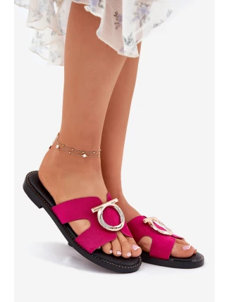 Klapki Damskie Na Płaskim Obcasie Z Ozdobą Vinceza 17381 Fuksja