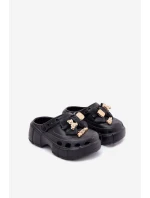 Klapki Dziecięce Dziewczęce Piankowe Z Kokardką I Ozdobami Czarne Selvana