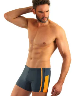 Pánske plavky BD 364 Tmavo šedá s oranžovou - Sesto Senso