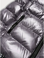 Dámska metalická sivá bunda s kapucňou (xw808x) Dámska metalická sivá bunda s kapucňou (xw808x)