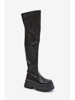 Kozaki Za Kolano Na Masywnej Platformie Czarne Zinera