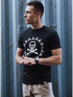 Pánske bavlnené tričko s potlačou čierne FashionStreet RX5580 Pánske bavlnené tričko s potlačou čierne FashionStreet RX5580