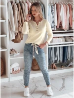 Dámske tričko s dlhým rukávom FELORIA light beige FashionStreet RY2776 Dámske tričko s dlhým rukávom FELORIA light beige FashionStreet RY2776